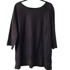 Women's Black Lace overlay top Sz 3X
